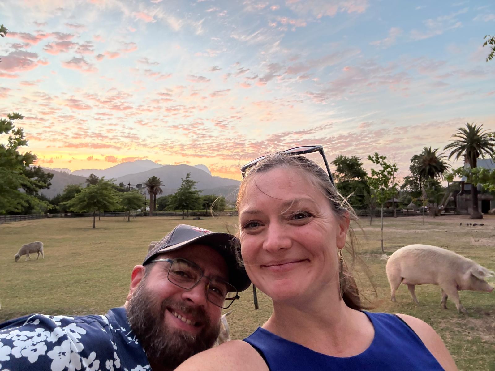 Michael and Andrea at farm sunset