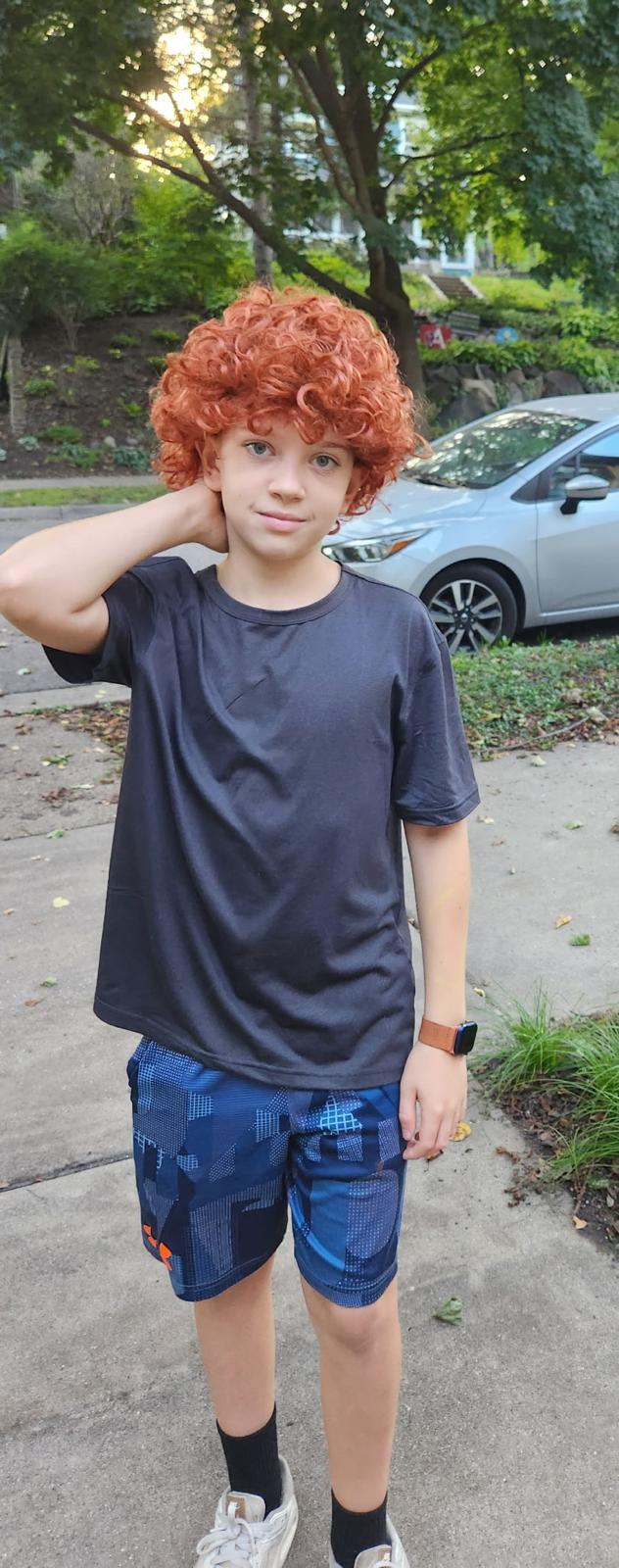 Samuel in red wig