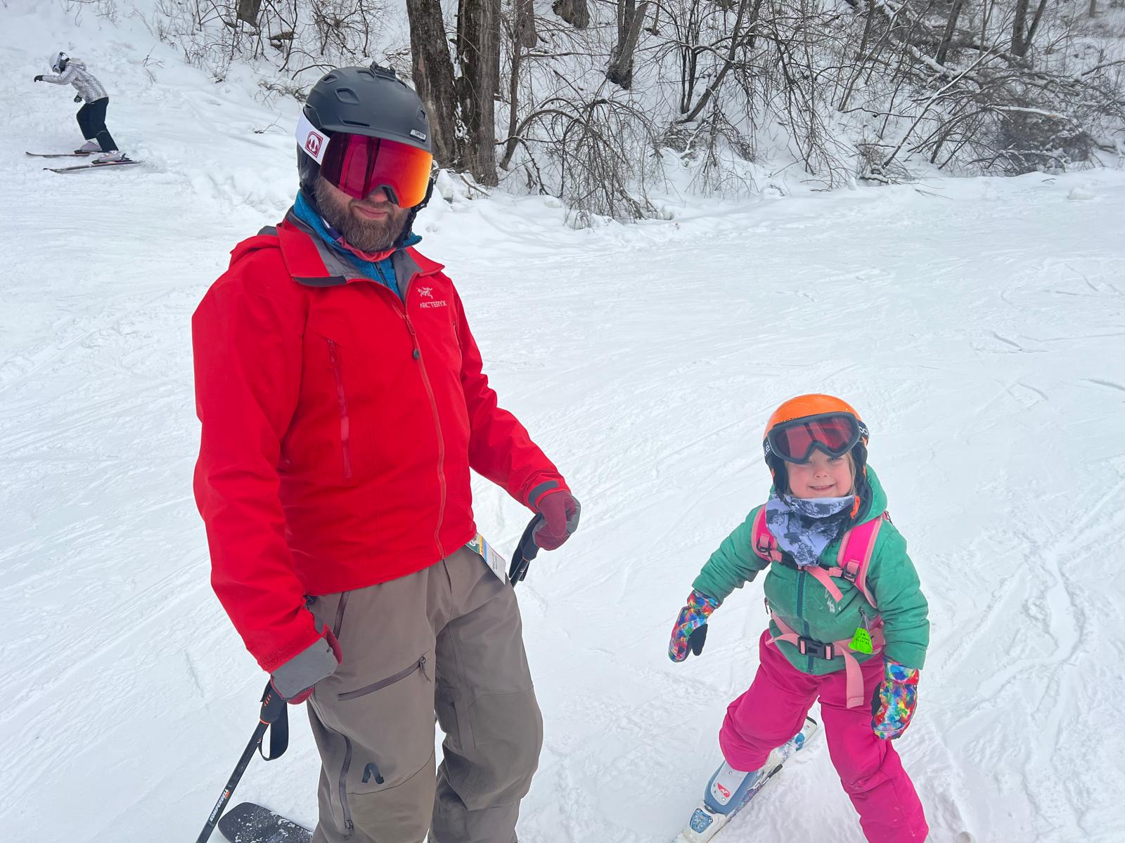 Michael and Coraline skiing