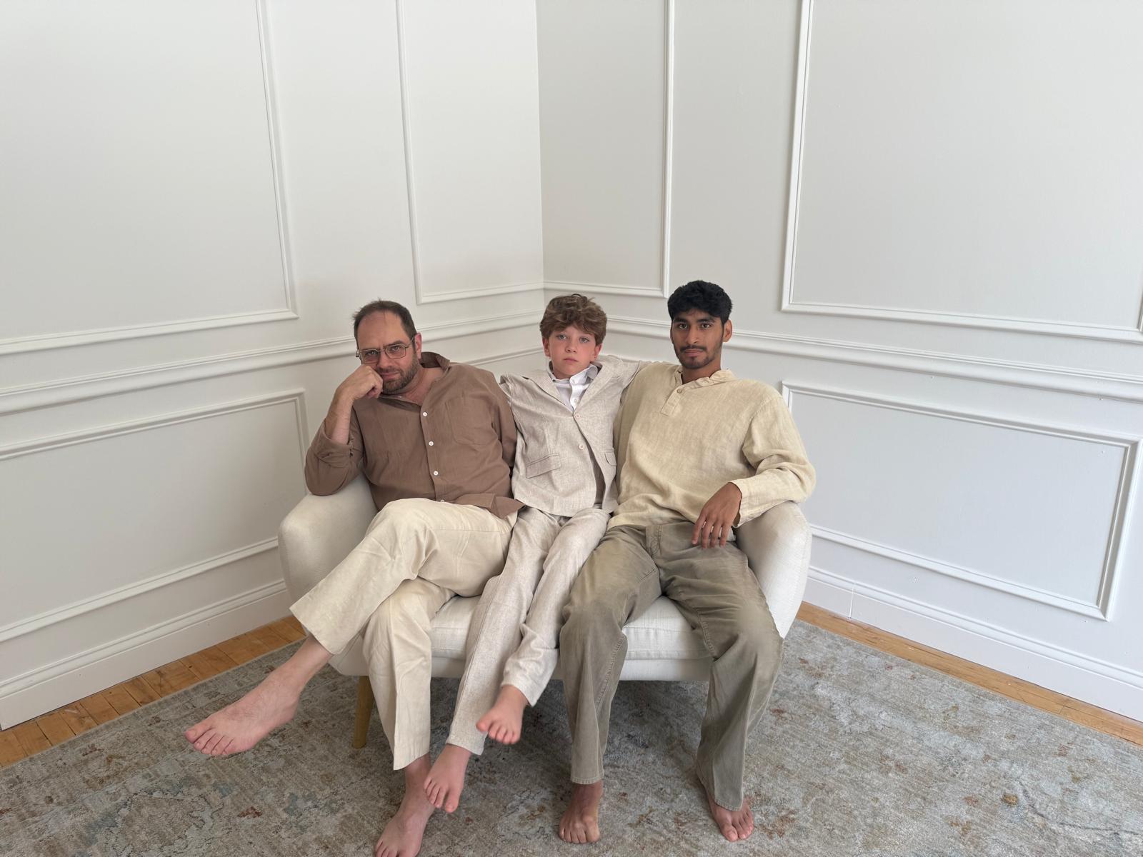 Michael, Samuel, Rigo on couch